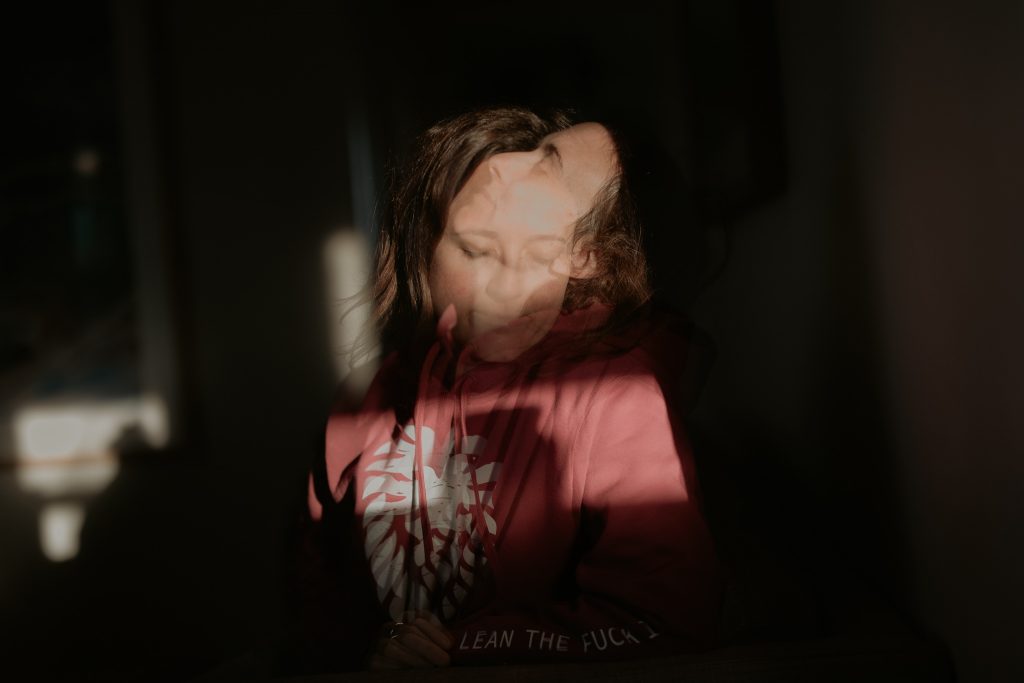 double exposure self portrait in morning light